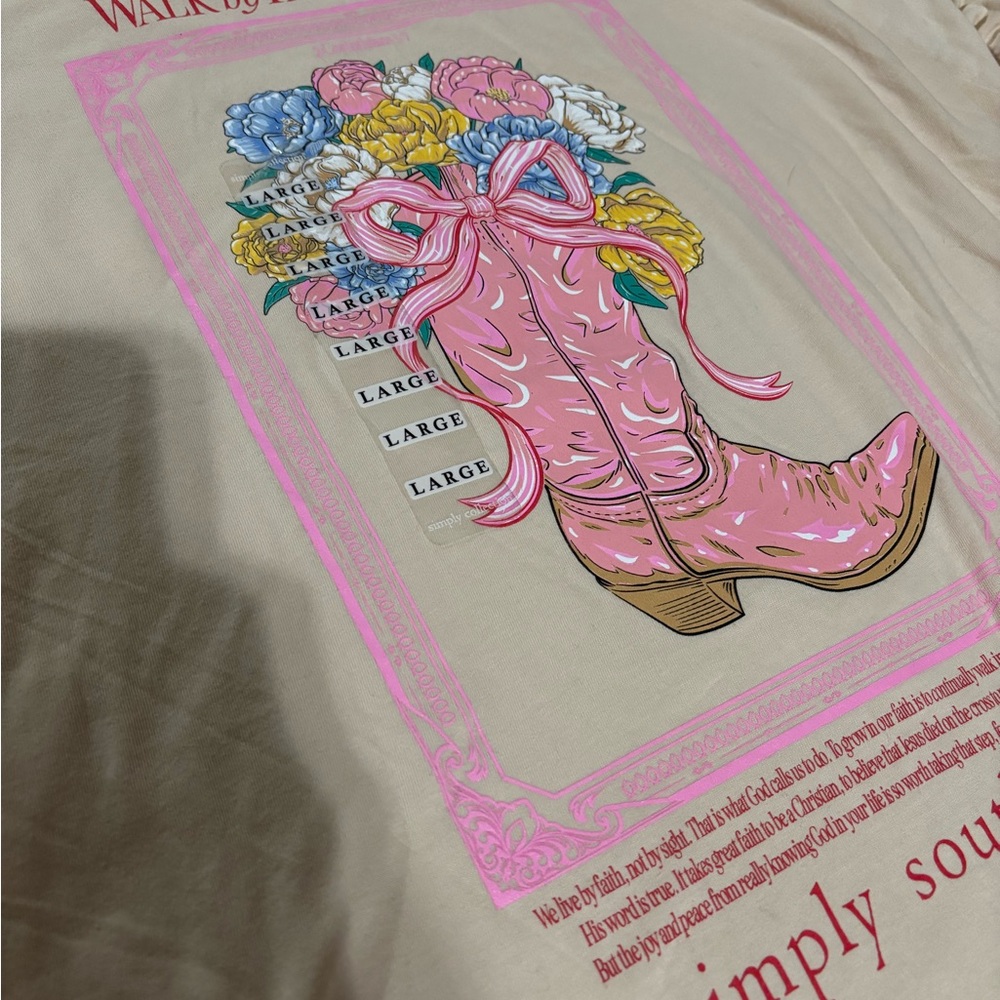 Simply Southern Pink and Cream Long Sleeve Tee